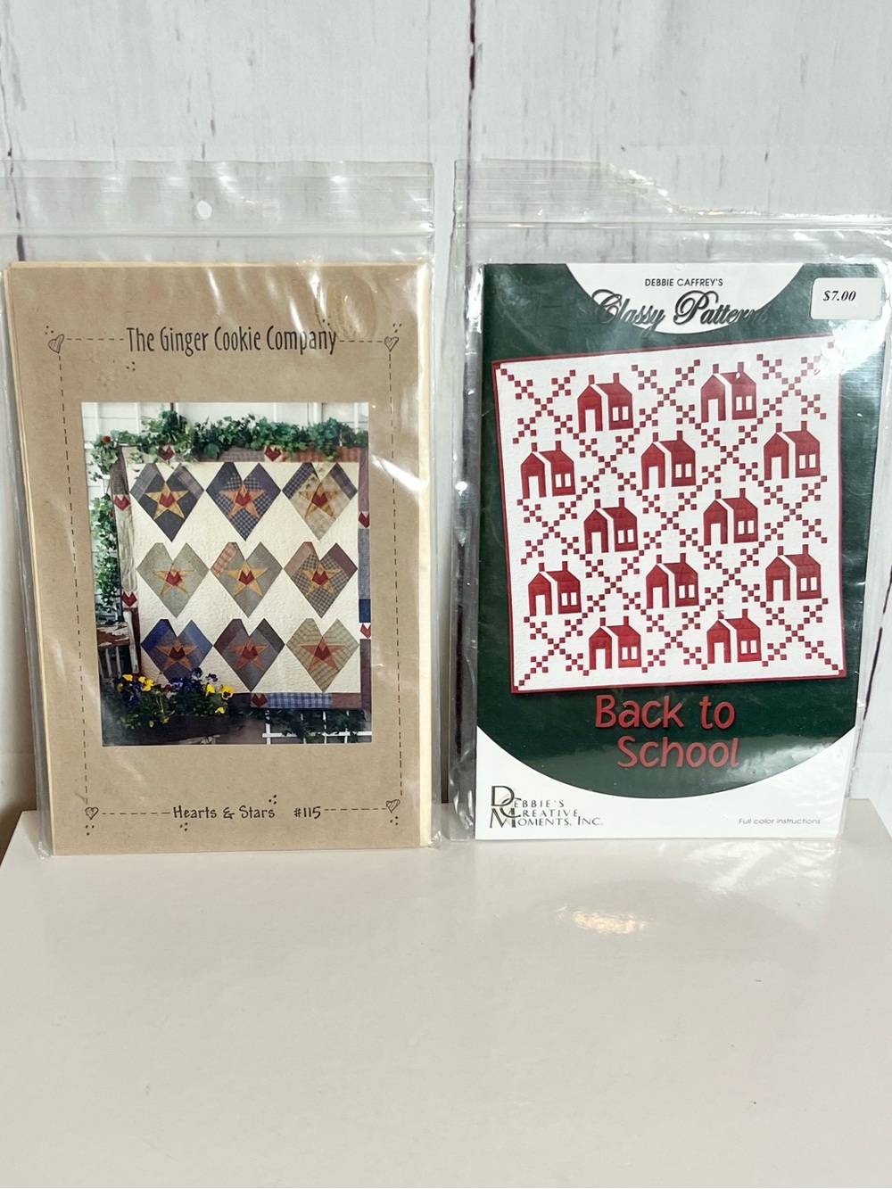 Vintage The Ginger Cookie Company Quilt Pattern Lot Hearts Stars Back To School